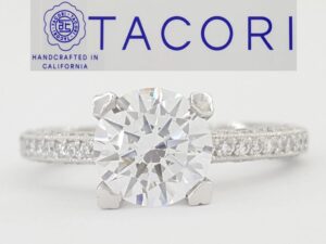 Tacori Platinum Semi-Mount Diamond Solitaire Engagement Ring 0.5 ct Rtl $5,600