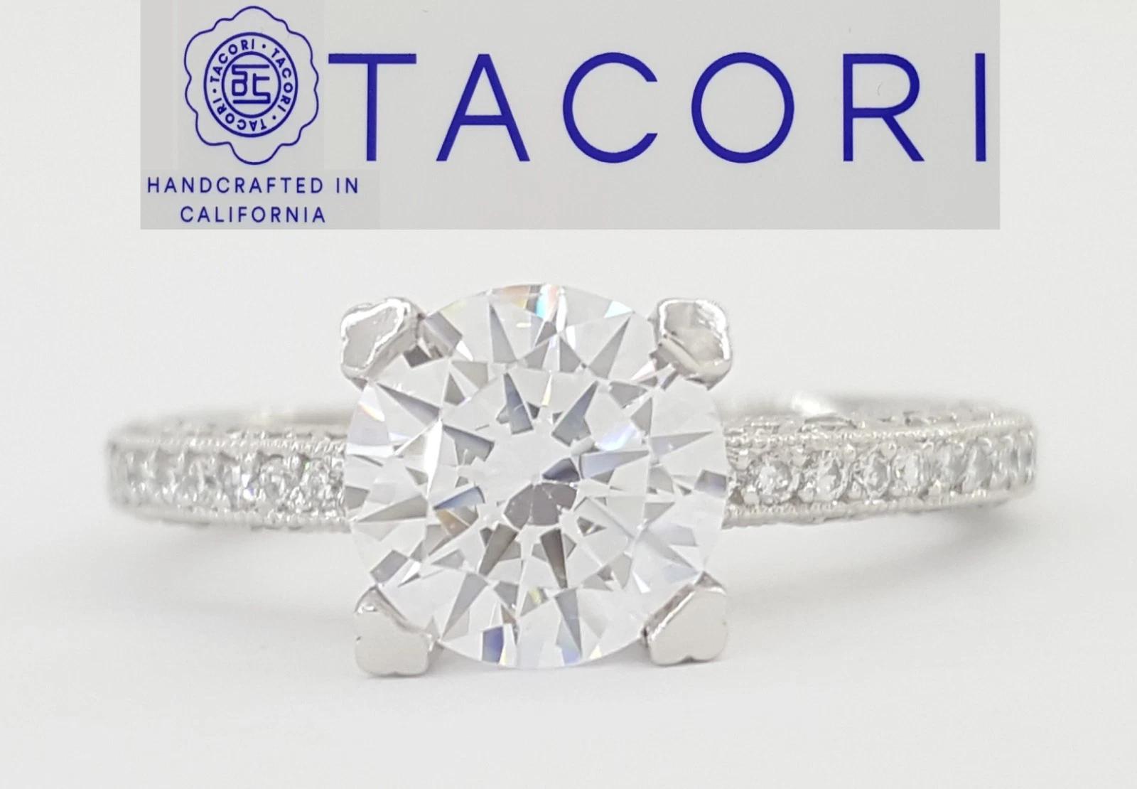 Tacori Platinum Semi-Mount Diamond Solitaire Engagement Ring 0.5 ct Rtl $5,600