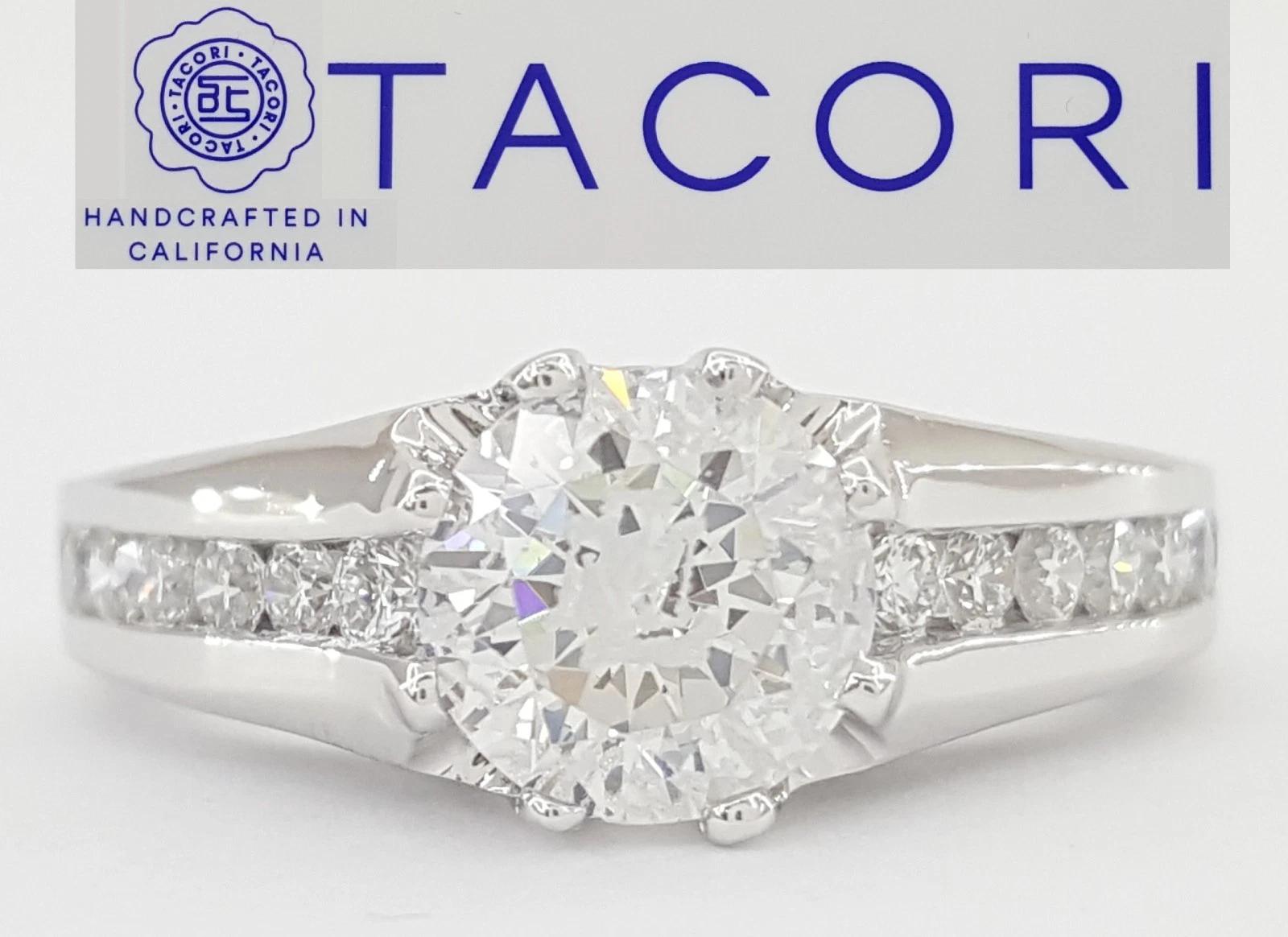 Tacori Crescent 18k White Gold Semi-Mount Diamond Engagement Ring 0.6 ct $6,050