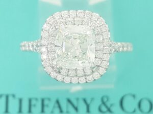 Tiffany & Co Soleste Cushion Double Halo Diamond Engagement Ring 1.99 ct Rt $53k