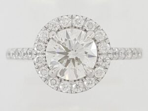Celebrations Round Diamond Halo Engagement Ring 1.48 ct Platinum Retail $8,500