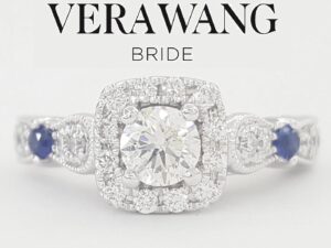 Vera Wang Love Diamond Halo Engagement Ring 0.78 ct 14K W Gold Retail $2,999