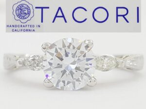 Tacori Round Semi-Mount Three Stone Engagement Ring 0.12 ct Plat & 18k Rt $2,990