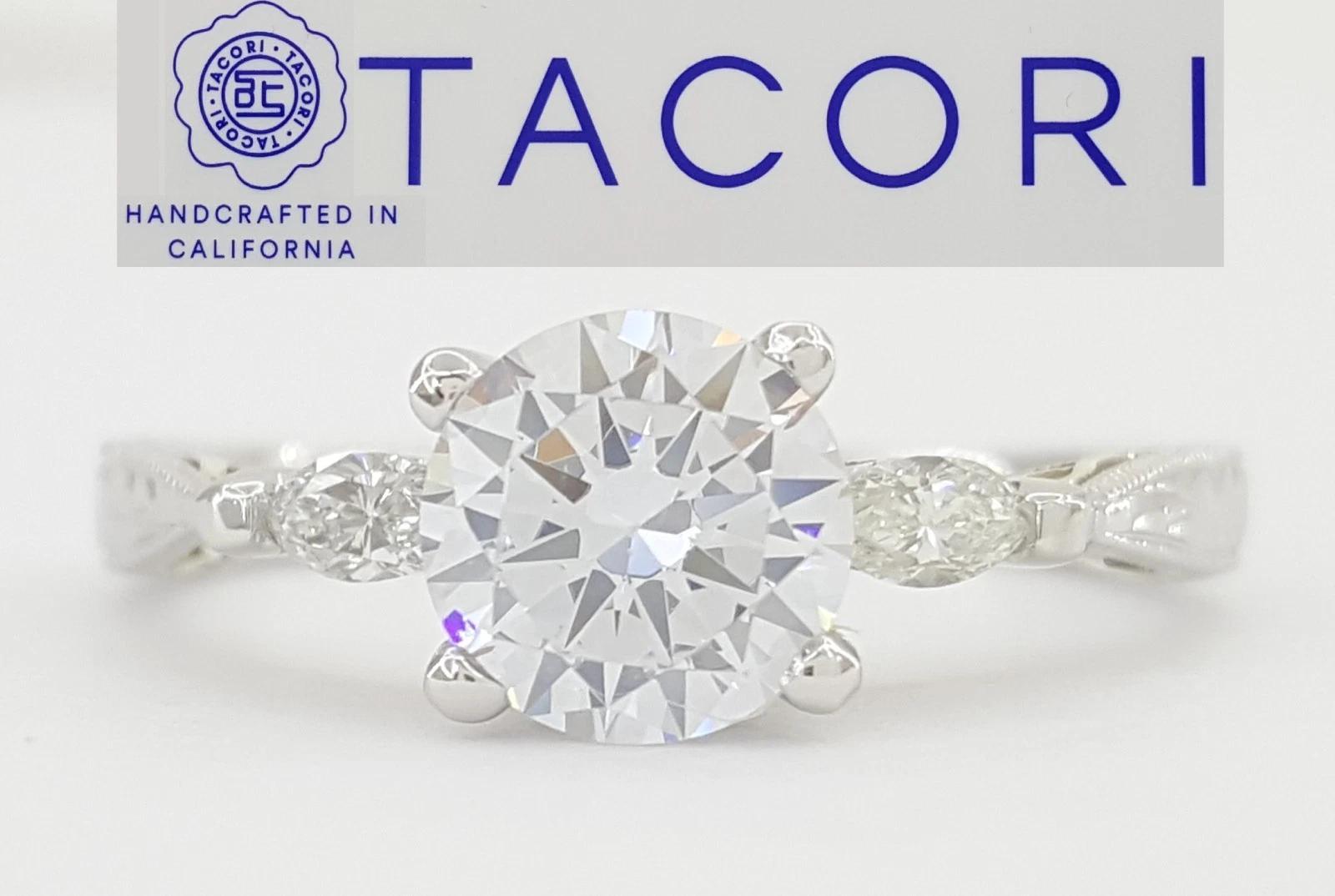 Tacori Round Semi-Mount Three Stone Engagement Ring 0.12 ct Plat & 18k Rt $2,990