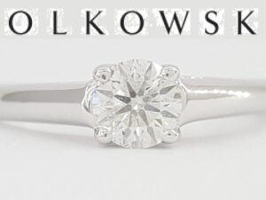 Tolkowsky Round Diamond Solitaire Engagement Ring 0.47 ct 14k White Gold