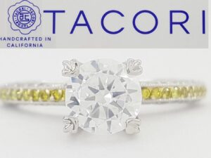 Tacori Yellow Diamond Semi-Mount Engagement Ring 0.5 ct CZ Plat & 18k Rt $6,950
