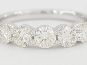 Round Brilliant Cut Diamond 5 Five Stone Wedding Band Ring 1 ct 14k White Gold