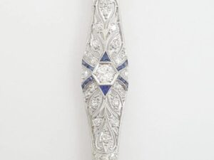 Antique Art Deco Old European Diamond Pin Brooch Platinum & 14K 1.23 ct 3"