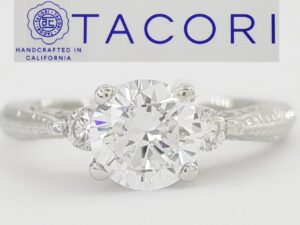 Tacori Round Semi-Mount Three Stone Engagement Ring 0.15 ct Platinum Rt $3,360