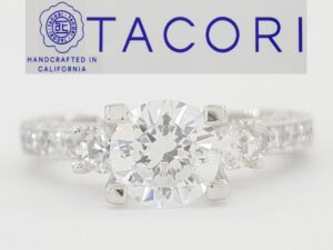 Tacori Crescent Three 3-Stone Semi-Mount Engagement Ring 0.9 ct Platinum $7,760