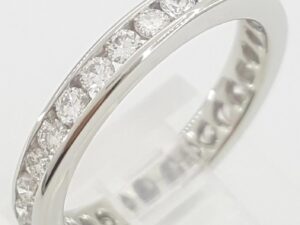 Round Diamond Channel Set Full Circle Eternity Wedding Band 1 ct 14K White Gold
