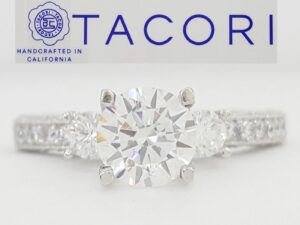 Tacori Crescent Platinum Three 3-Stone Semi-Mount 0.9 ct Engagement Ring $7,760