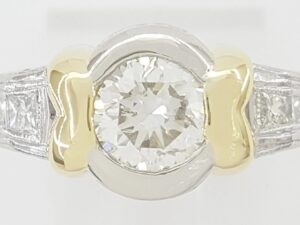 Vintage Round Diamond Engagement Ring Platinum 18k Gold 1.68 ct