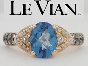 Le Vian LeVian Blue Topaz Nude & Chocolate Diamond Ring 14K Rose Gold