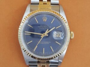 Rolex Datejust 16233 36 mm 18k Yellow & SS Jubilee Blue Sunburst Dial Watch 2000