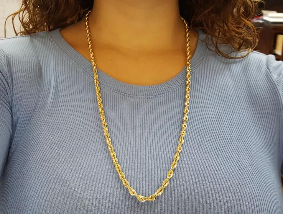 Yellow Gold Lightweight Diamond Cut Rope Chain Necklace 10K 28" 17.3 Grams 5 mm