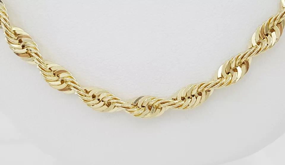 Yellow Gold Lightweight Diamond Cut Rope Chain Necklace 10K 28" 17.3 Grams 5 mm