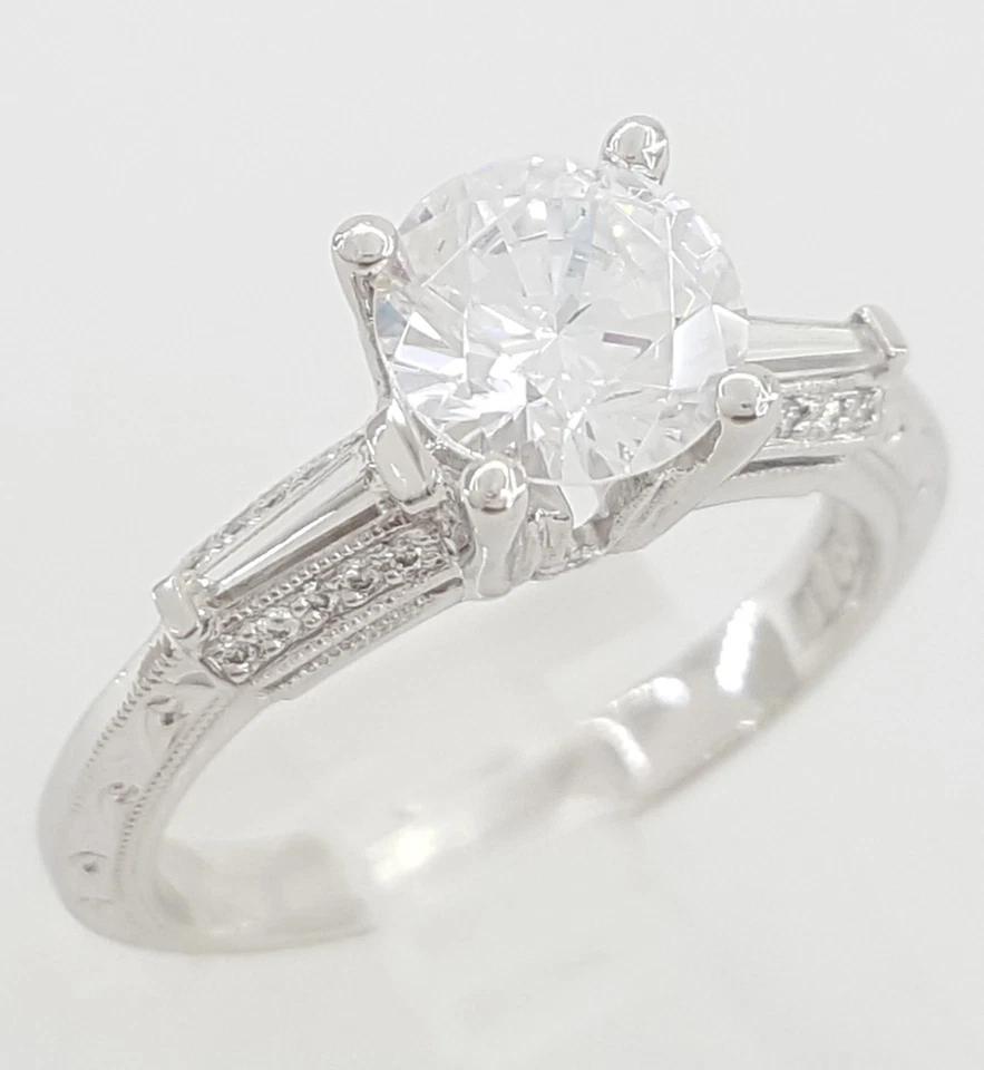 Tacori Three 3-Stone Round Semi-Mount Engagement Ring 0.24 ct Platinum Rtl 5,120