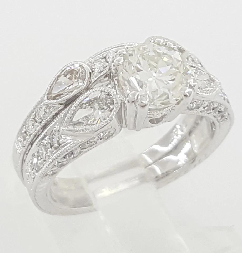 Vintage Old European Cut Diamond Engagement Wedding Ring 2.34 ct 14k