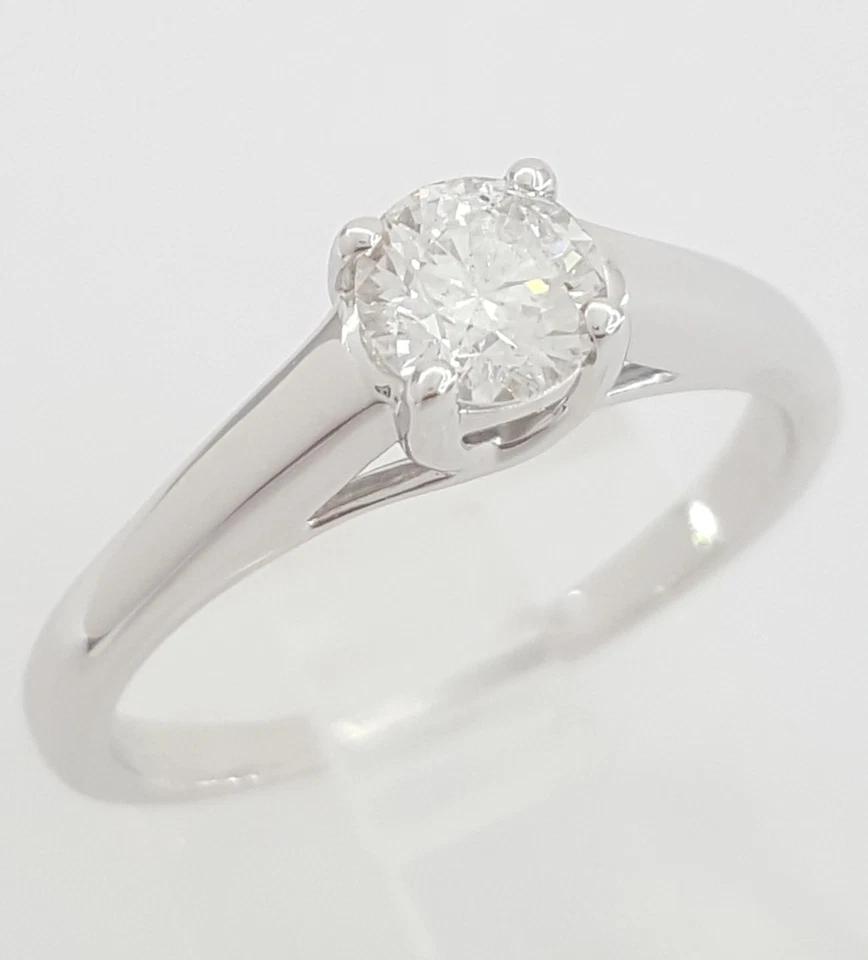 Tolkowsky Round Diamond Solitaire Engagement Ring 0.47 ct 14k White Gold