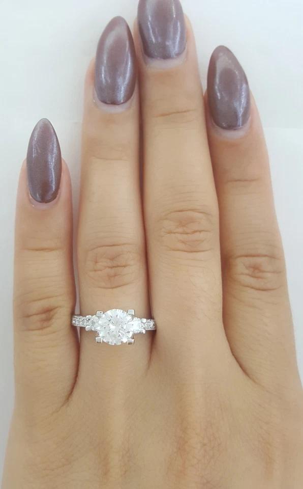 Tacori Crescent 18k W Gold Semi-Mount Round Three Stone 0.48 ct Engagement Ring