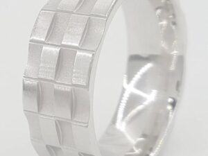 Benchmark Wedding Band 14k White Gold 8 mm 10.5 grams Size 10 Checkered Pattern