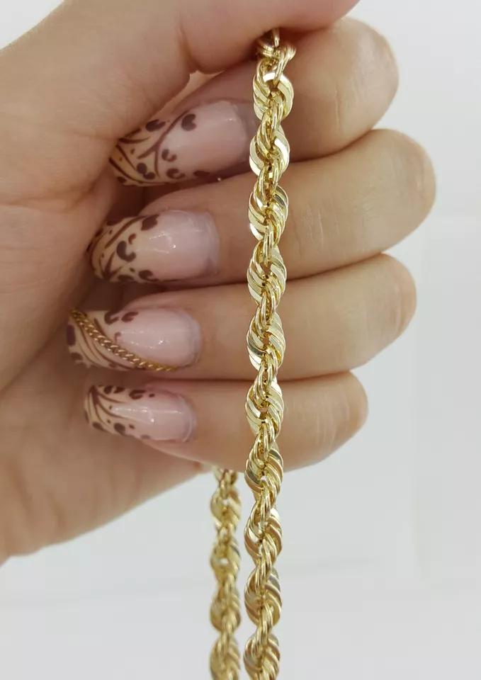 Yellow Gold Lightweight Diamond Cut Rope Chain Necklace 10K 28" 17.3 Grams 5 mm