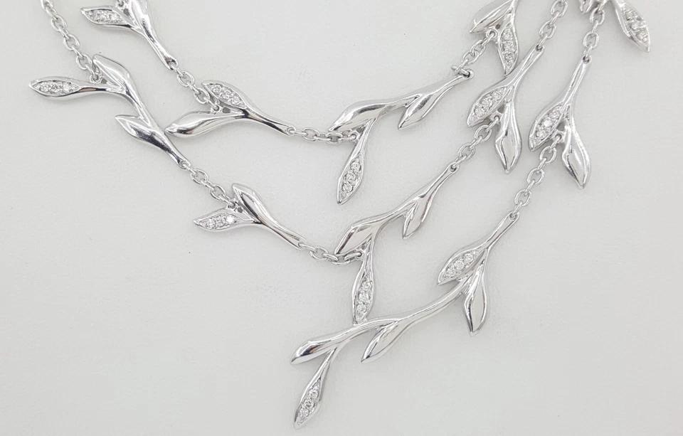 H. Stern Diamond Floral Leaf Necklace 0.5 ct 18k W Gold 47 Grams 17"