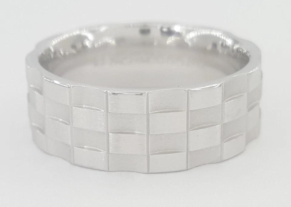 Benchmark Wedding Band 14k White Gold 8 mm 10.5 grams Size 10 Checkered Pattern