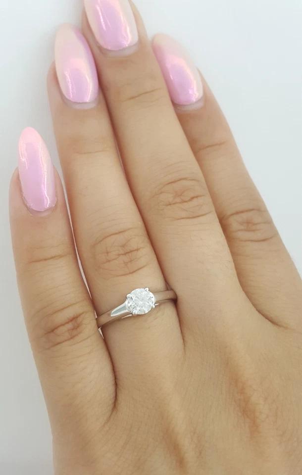 Tolkowsky Round Diamond Solitaire Engagement Ring 0.47 ct 14k White Gold