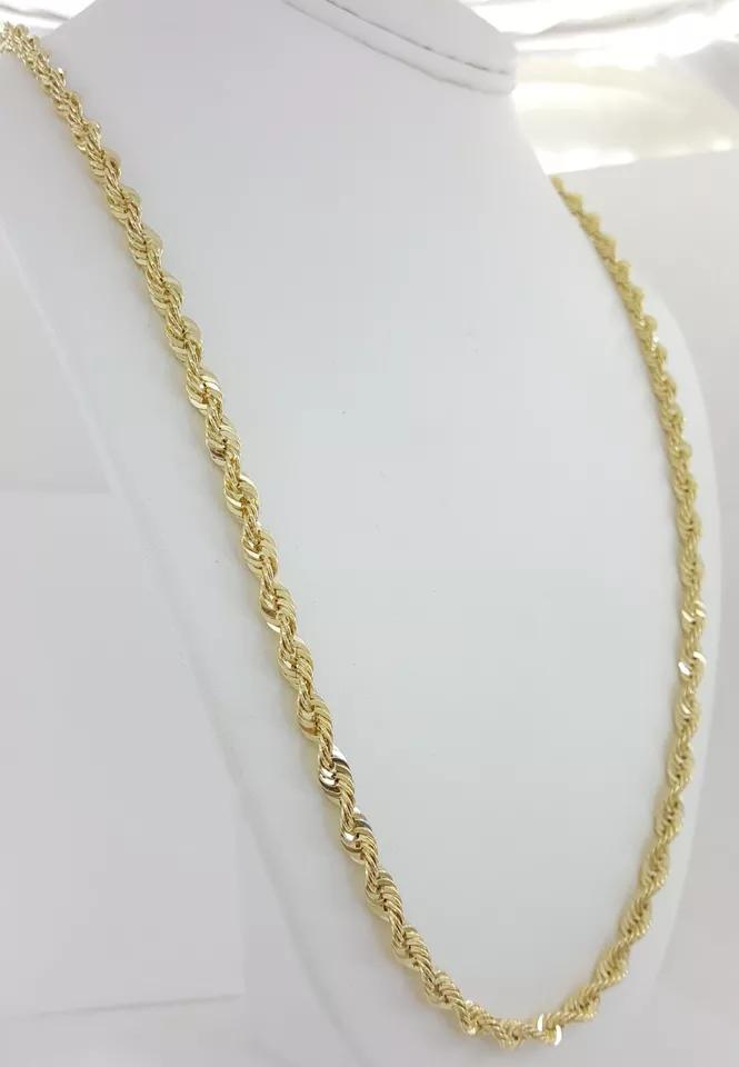 Yellow Gold Lightweight Diamond Cut Rope Chain Necklace 10K 28" 17.3 Grams 5 mm