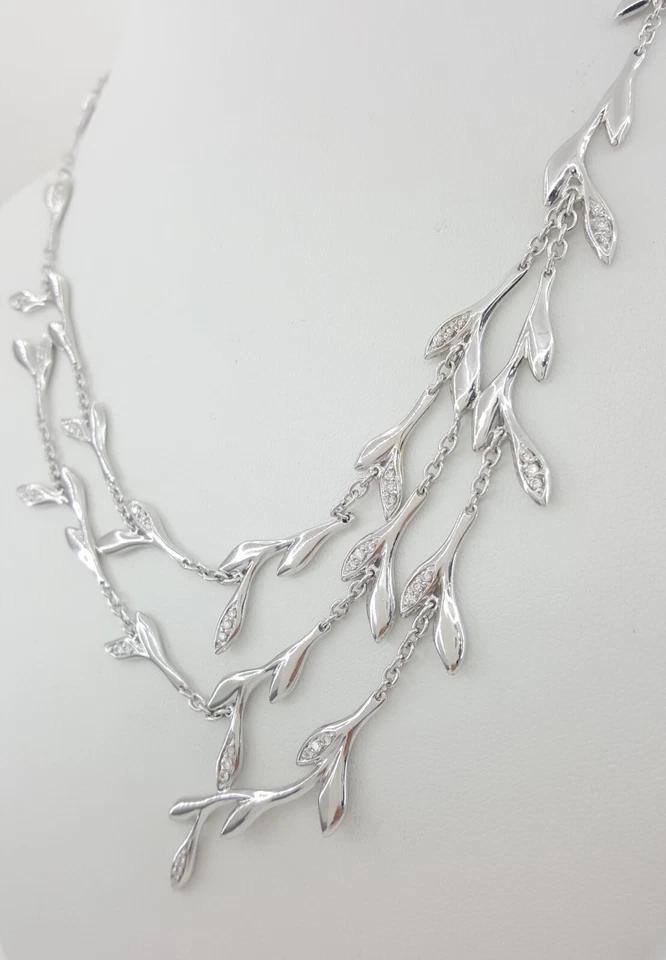 H. Stern Diamond Floral Leaf Necklace 0.5 ct 18k W Gold 47 Grams 17"