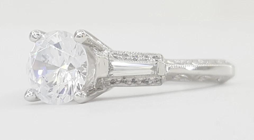 Tacori Three 3-Stone Round Semi-Mount Engagement Ring 0.24 ct Platinum Rtl 5,120