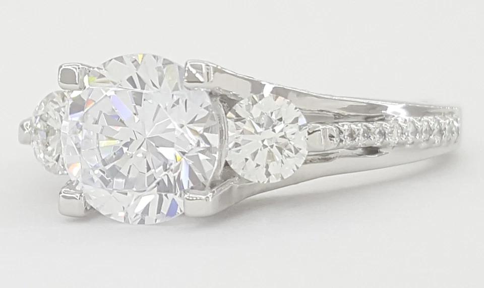 Tacori Semi-Mount Round Three Stone Engagement Ring Platinum 0.71 ct Rt $7,450
