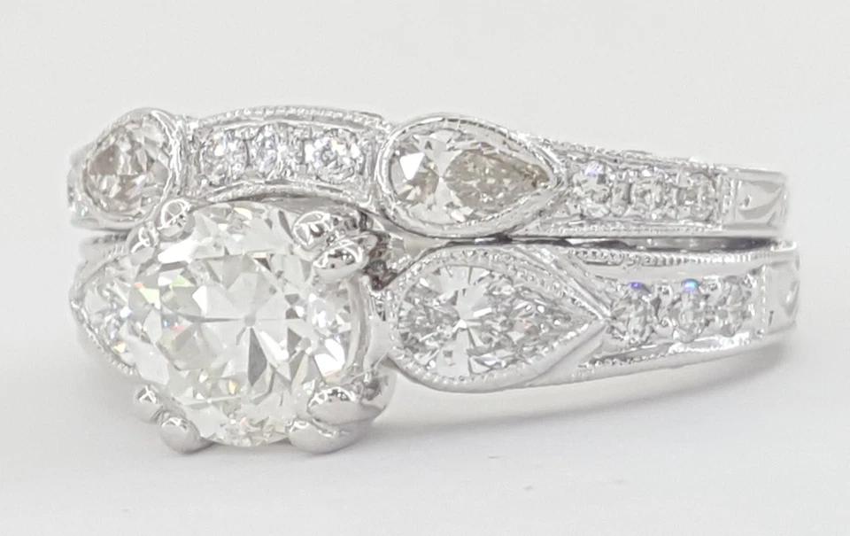 Vintage Old European Cut Diamond Engagement Wedding Ring 2.34 ct 14k