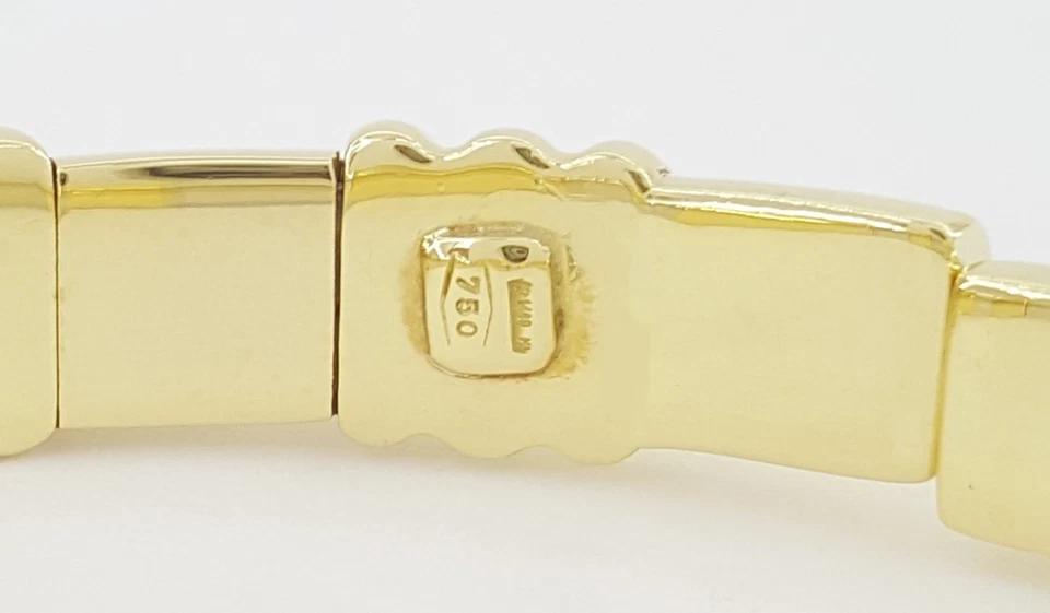 Pave Diamond & Ruby Bangle Bracelet Italy 0.72 ct 18K Two-Tone Gold 32.7 Grams