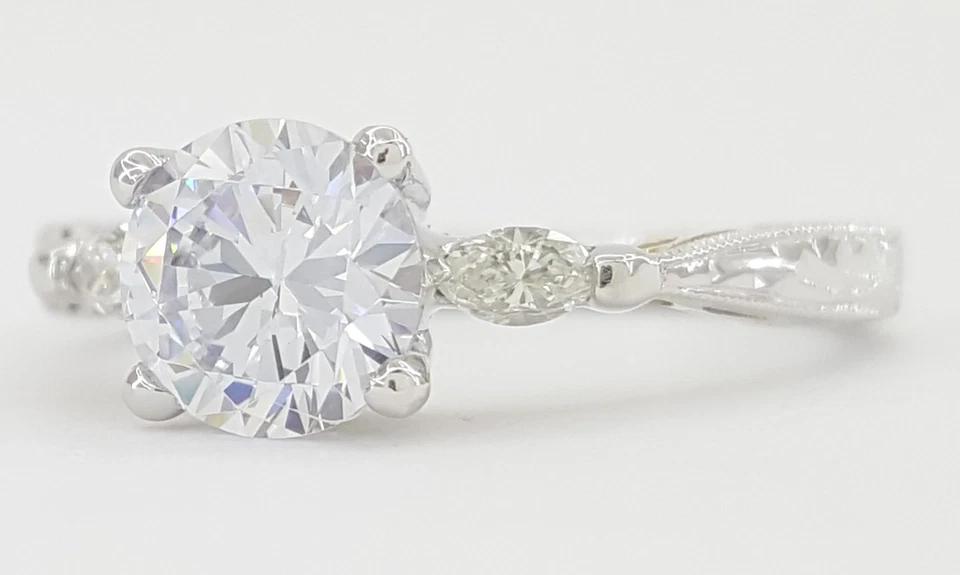 Tacori Round Semi-Mount Three Stone Engagement Ring 0.12 ct Plat & 18k Rt $2,990