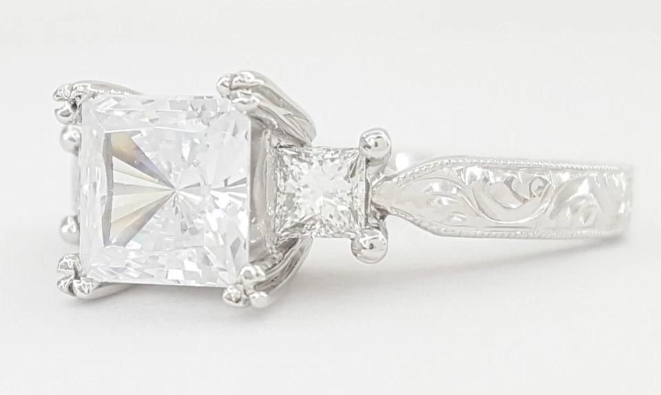 Tacori Princess Cut 3-Stone Engagement Ring Semi-Mount 0.3 ct Platinum Rt $4,860