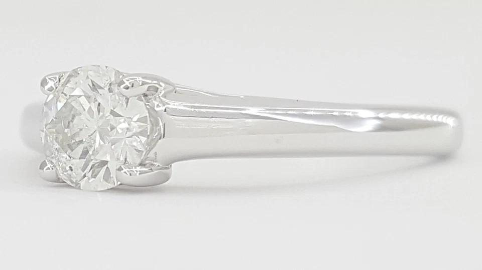 Tolkowsky Round Diamond Solitaire Engagement Ring 0.47 ct 14k White Gold