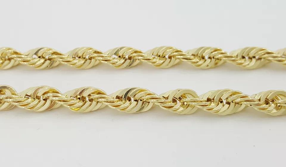 Yellow Gold Lightweight Diamond Cut Rope Chain Necklace 10K 28" 17.3 Grams 5 mm