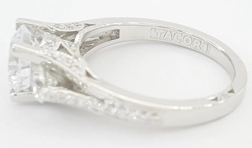 Tacori Semi-Mount Round Three Stone Engagement Ring Platinum 0.71 ct Rt $7,450