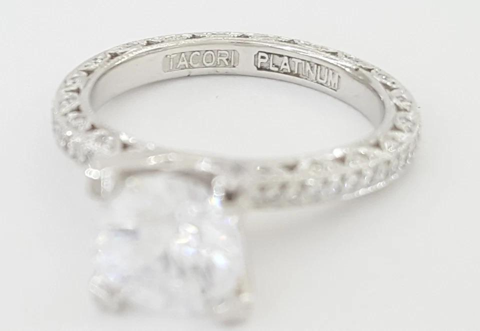 Tacori Platinum Semi-Mount Diamond Solitaire Engagement Ring 0.72 ct Rtl $7,010