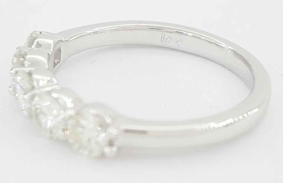 Round Brilliant Cut Diamond 5 Five Stone Wedding Band Ring 1 ct 14k White Gold