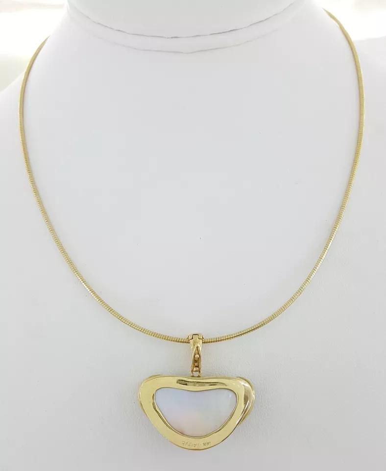 Tahitian Mabe Blister Pearl Slider Enchanter Necklace 14k Yellow Gold 20.3 Grams