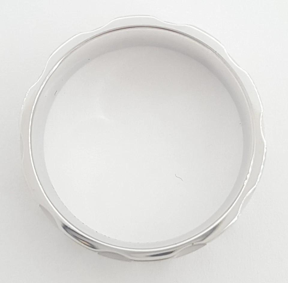 Benchmark Wedding Band 14k White Gold 8 mm 10.5 grams Size 10 Checkered Pattern