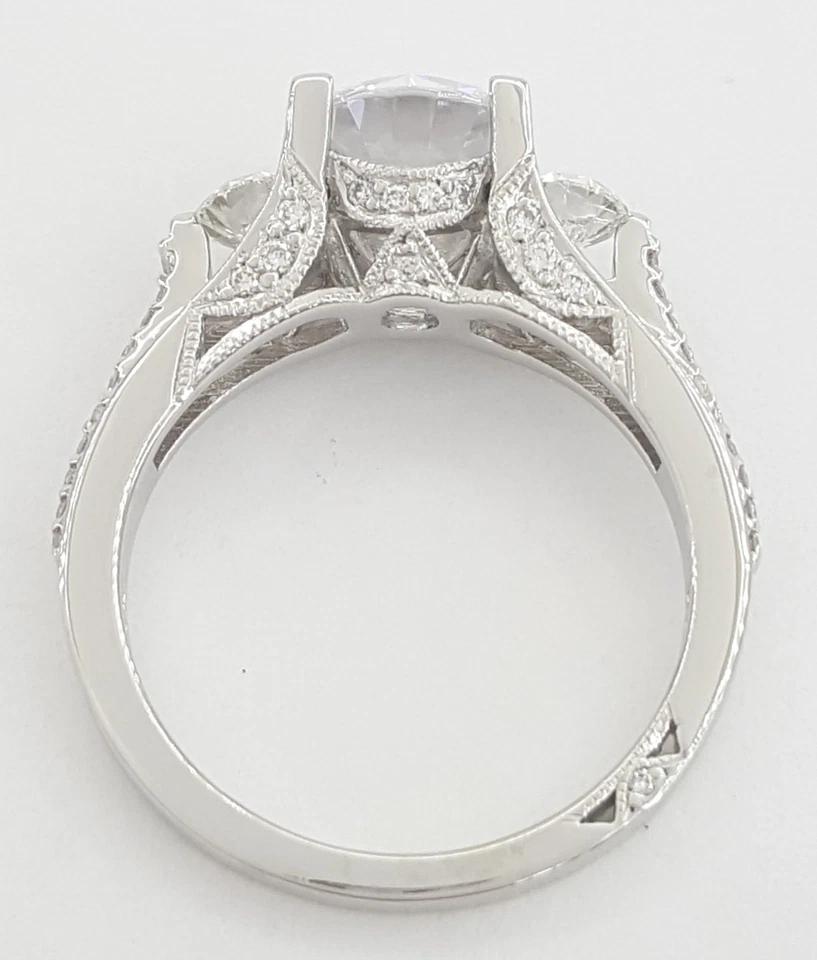 Tacori Semi-Mount Round Three Stone Engagement Ring Platinum 0.71 ct Rt $7,450