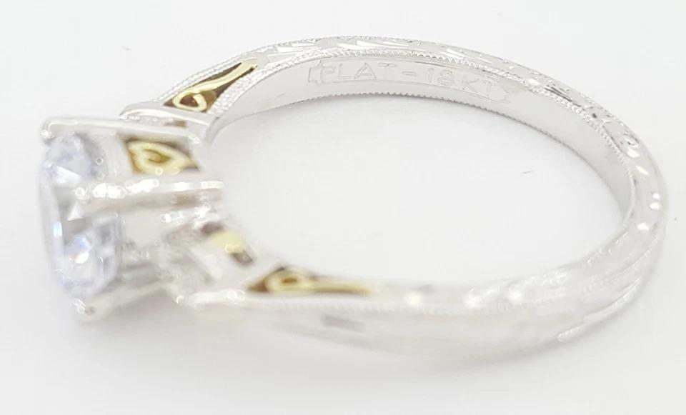 Tacori Round Semi-Mount Three Stone Engagement Ring 0.12 ct Plat & 18k Rt $2,990