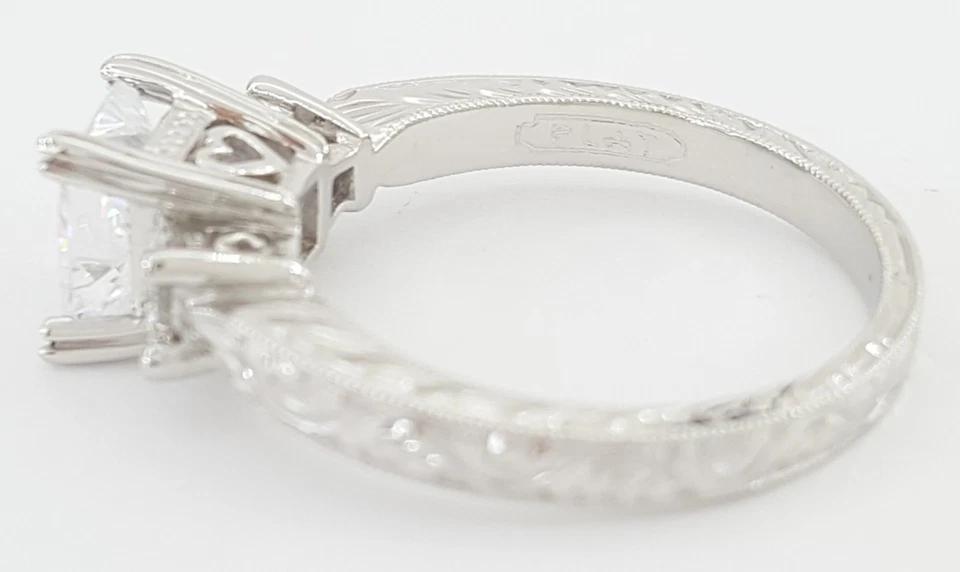 Tacori Princess Cut 3-Stone Engagement Ring Semi-Mount 0.3 ct Platinum Rt $4,860