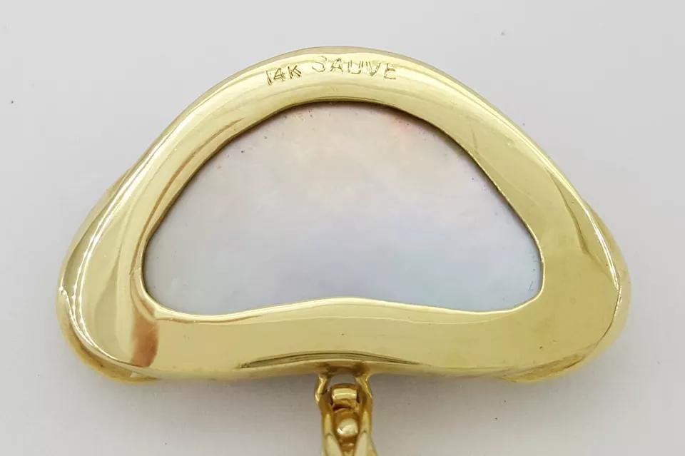 Tahitian Mabe Blister Pearl Slider Enchanter Necklace 14k Yellow Gold 20.3 Grams