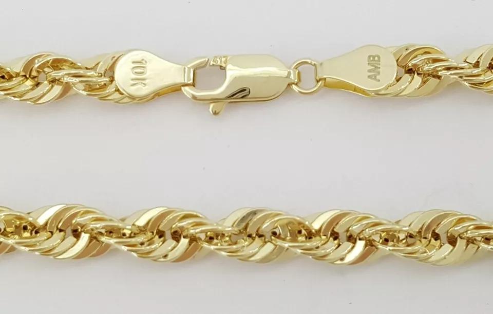 Yellow Gold Lightweight Diamond Cut Rope Chain Necklace 10K 28" 17.3 Grams 5 mm